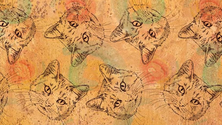 Panneau en liège naturel – Motif Têtes de chats