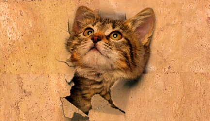 Panneau en liège naturel mosaïque – Chat – 35 × 20 cm