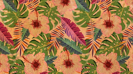 Panneau en liège naturel mosaïque – Motif tropical 🌿
