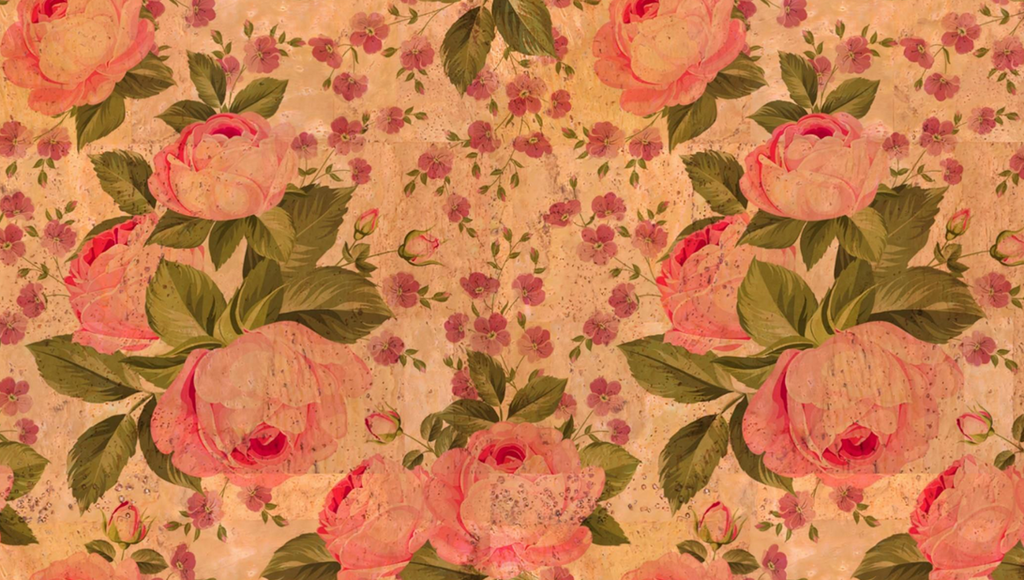 Panneau en liège naturel mosaïque – Motif fleurs roses 🌸