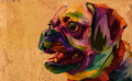Panneau en liège naturel mosaïque – Motif chien multicolore 🐶🎨