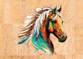 Panneau en liège naturel - Tête de cheval colorée