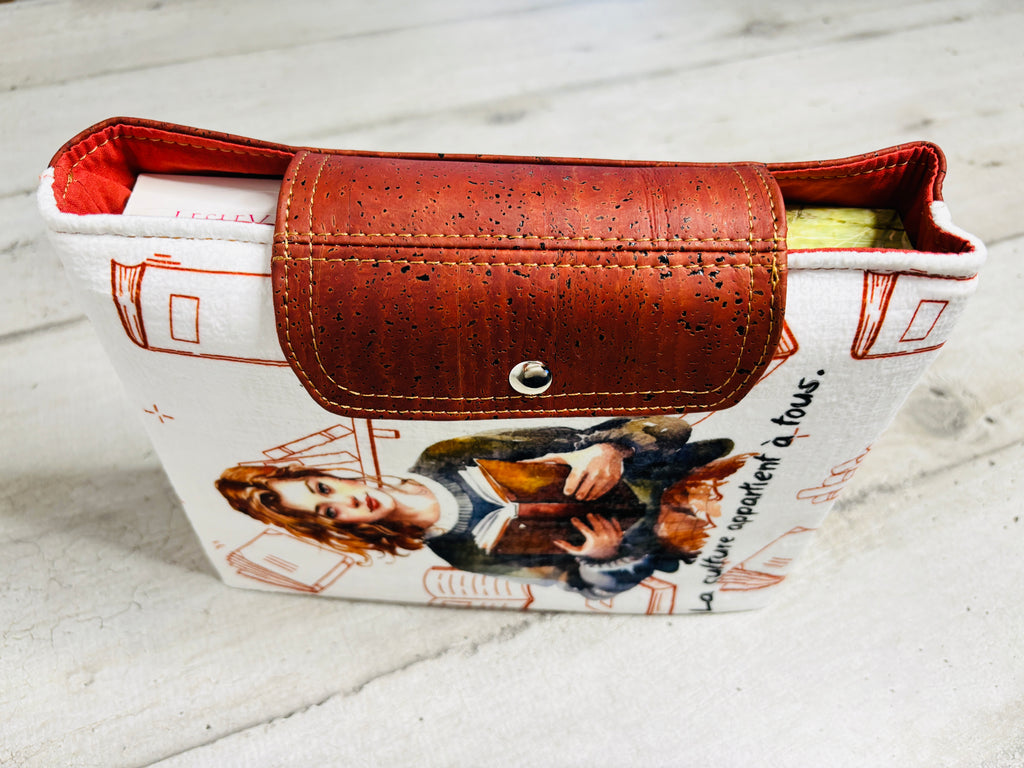 Pochette pour livre en liège et velours – Personnalisable