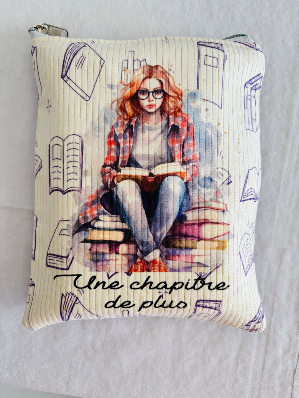 Pochette pour livre de poche en liège et velours côtelé – Personnalisable