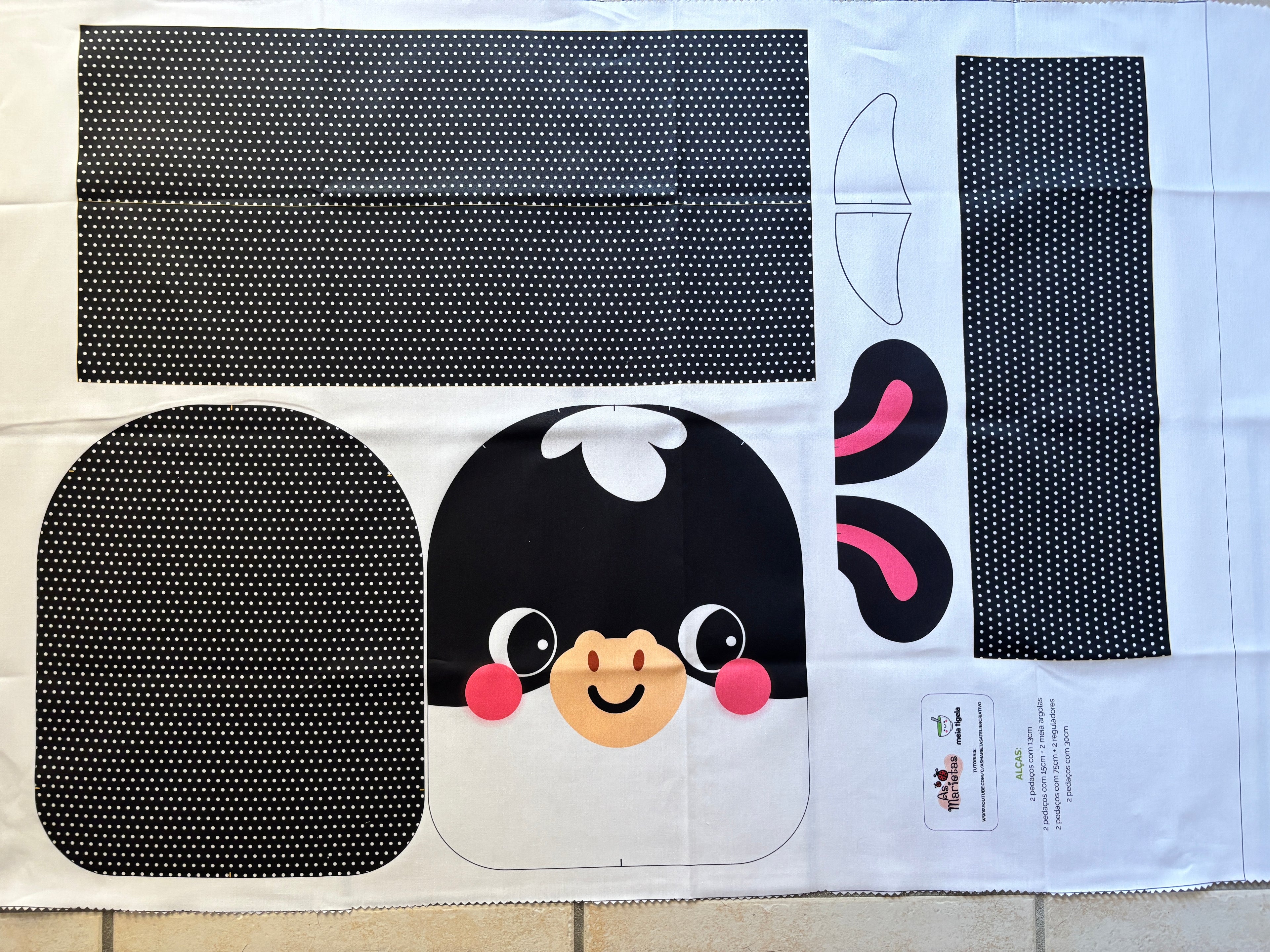 Coupon de tissu imprimé « Pingouin » – Pour sac à dos enfant