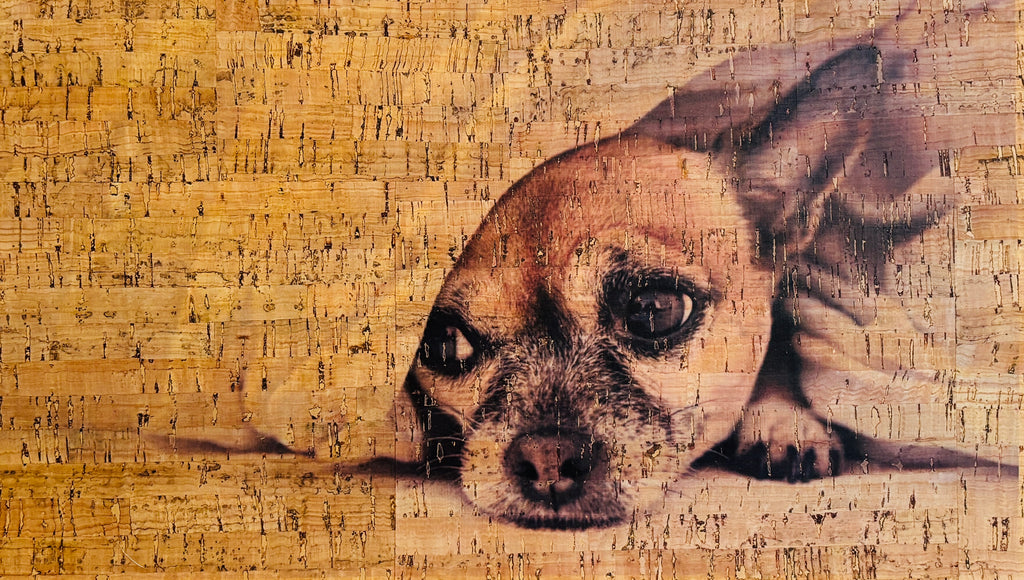 Panneau en liège naturel imprimé rustique – Chihuahua