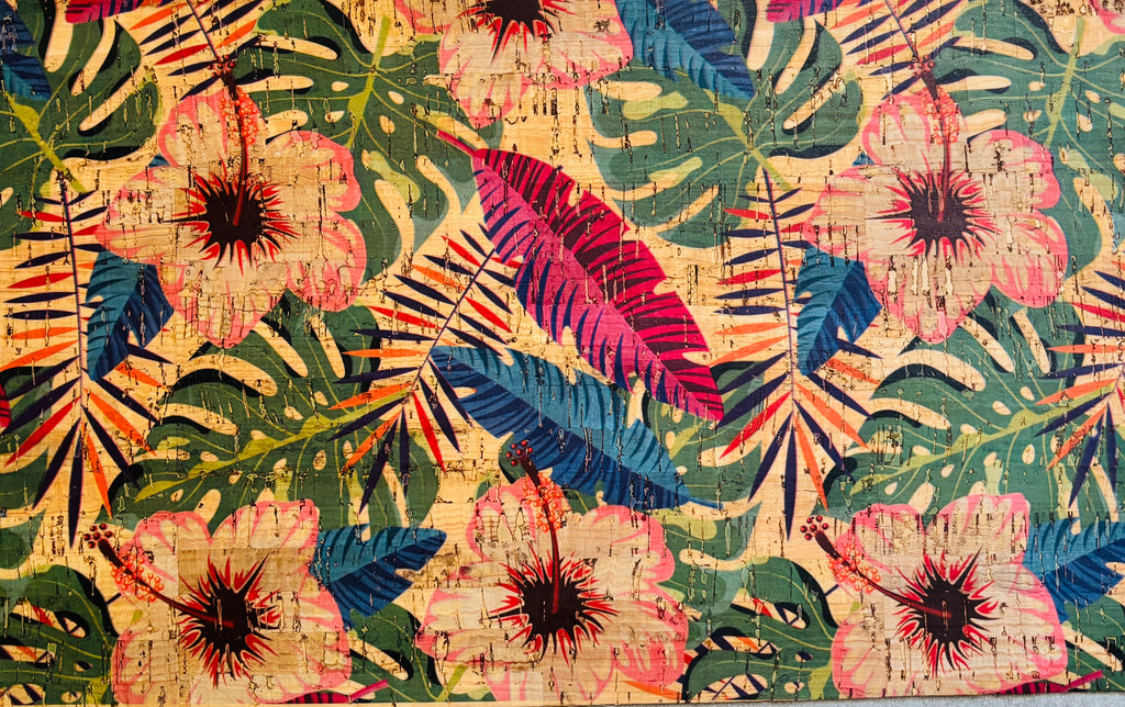 Panneau en liège naturel rustique – Motif tropical 🌿