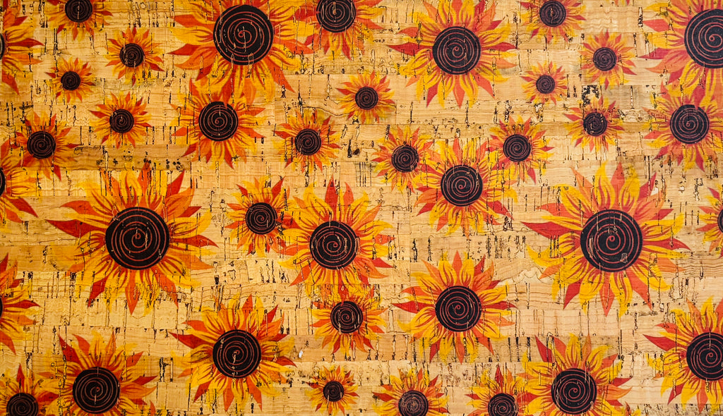 Panneau en liège naturel rustique – Motif tournesols 🌻