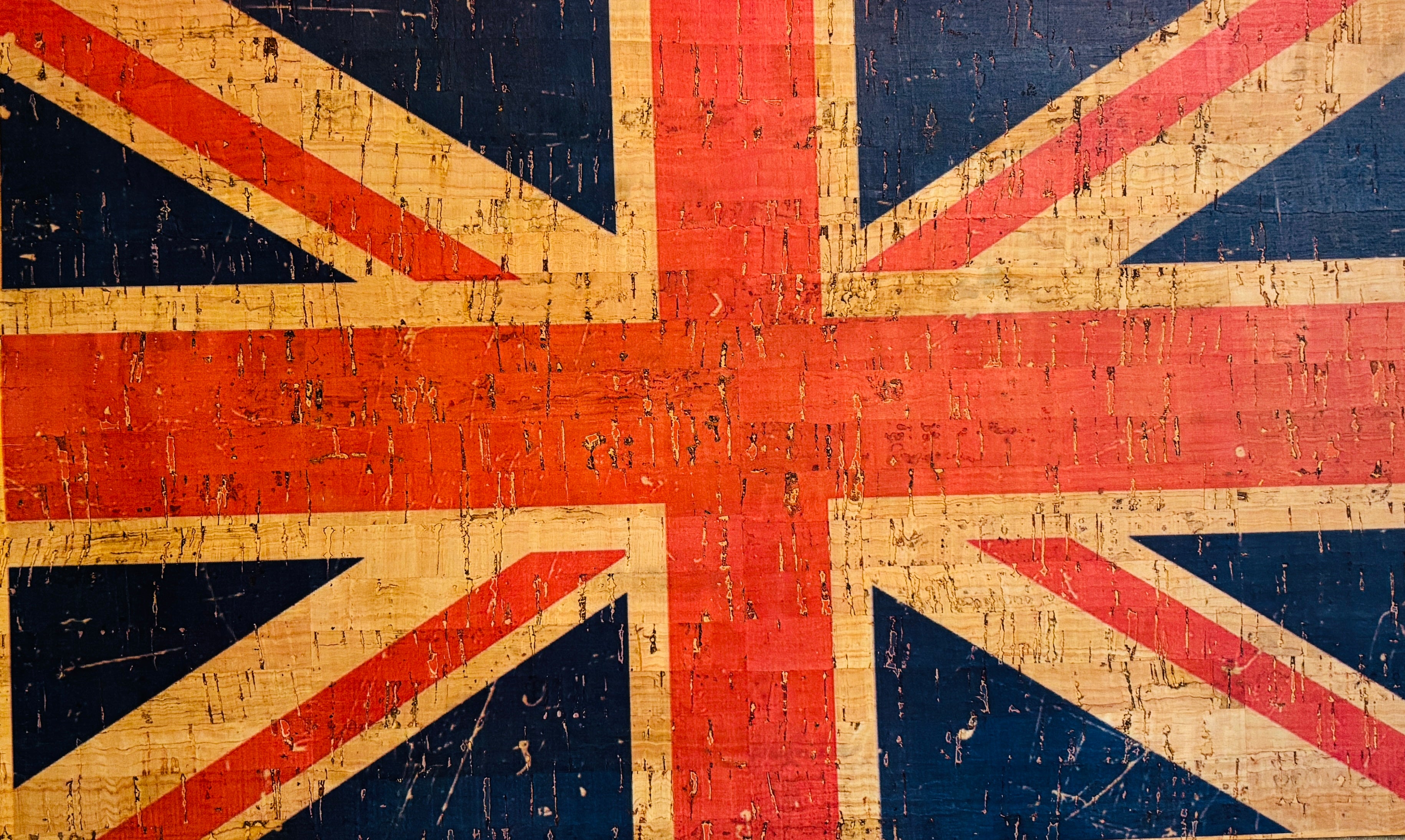 Panneau en liège naturel rustique – Motif drapeau britannique 🇬🇧