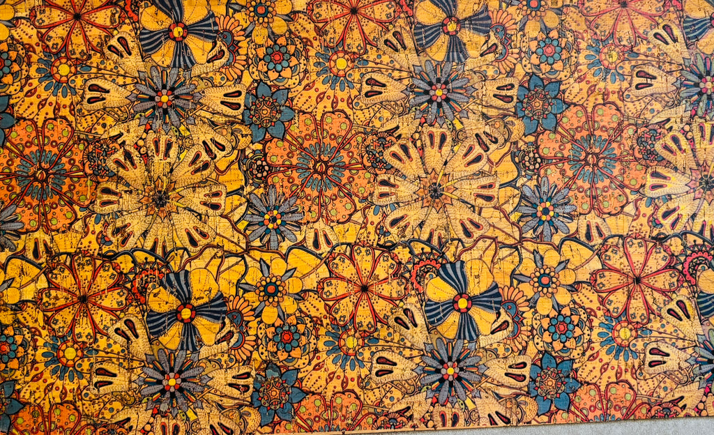 Panneau en liège naturel rustique – Motif floral mandala 🌼