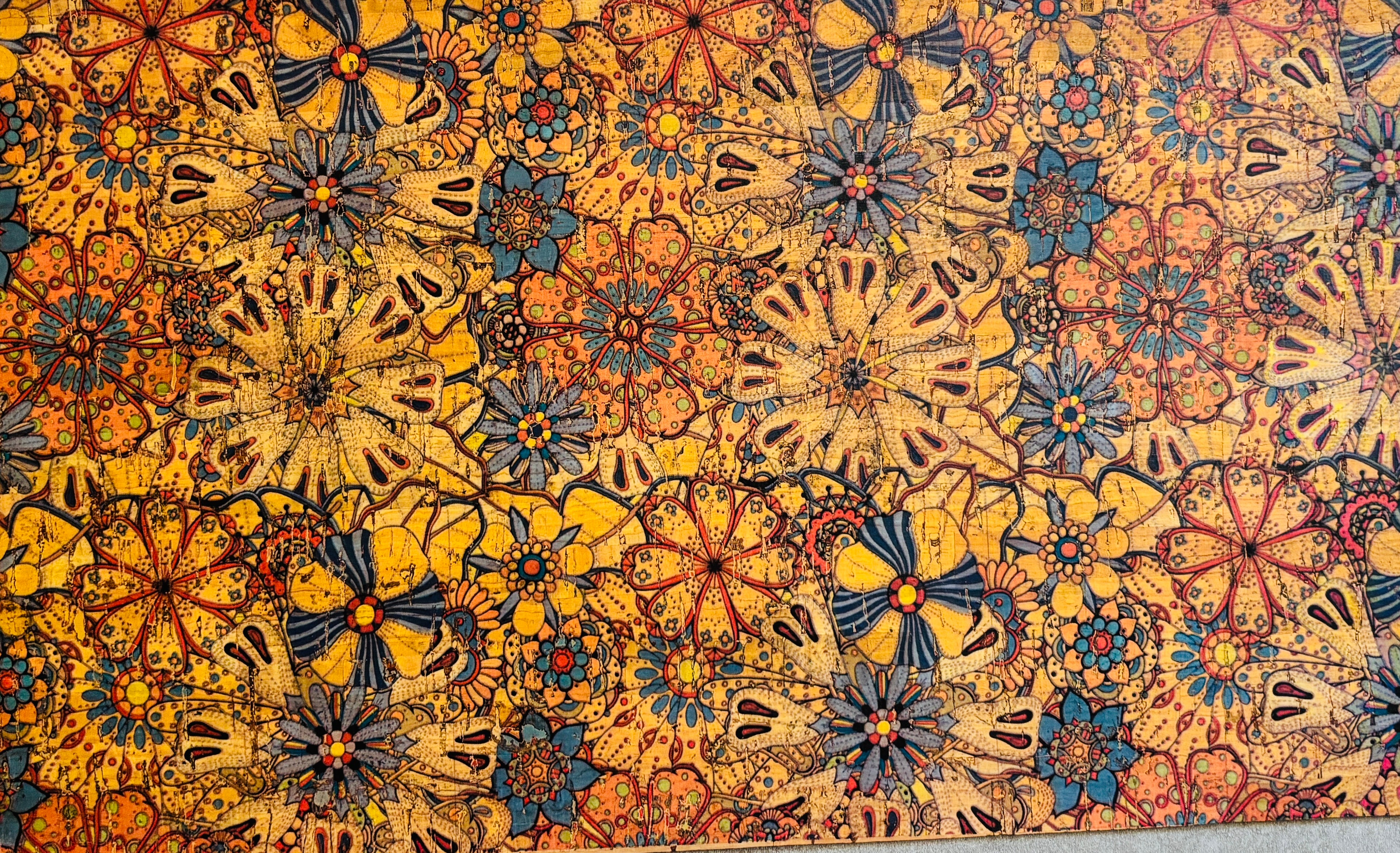 Panneau en liège naturel rustique – Motif floral mandala 🌼