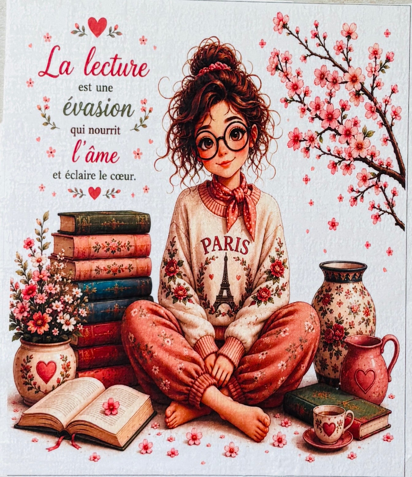 panneaux en velours  « La lecture est une évasion »