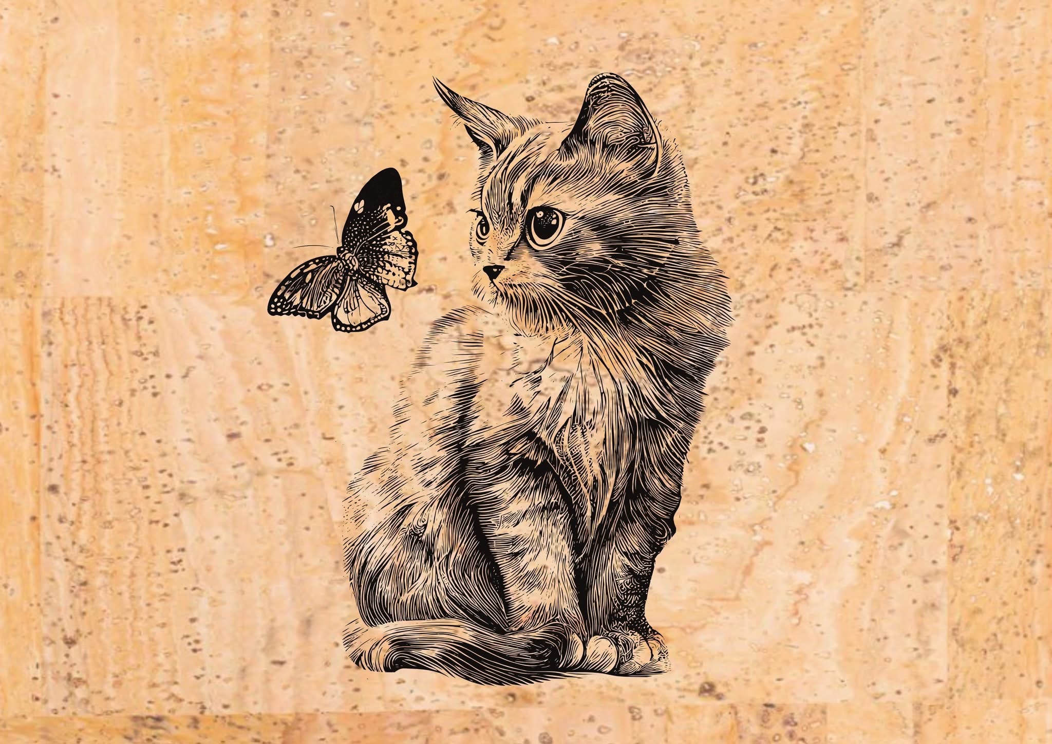 Panneau en liège naturel - chat