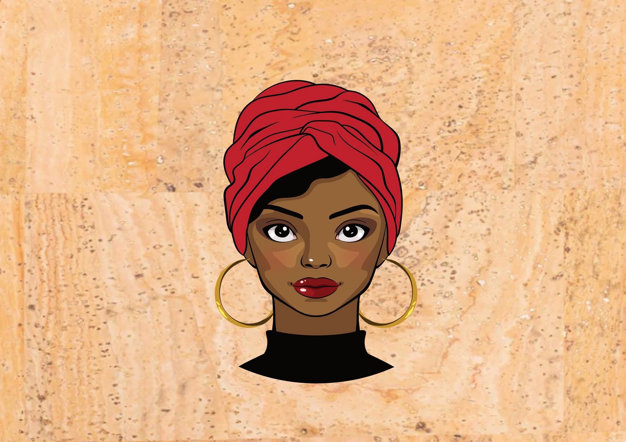 Panneau en liège naturel - Femme africaine