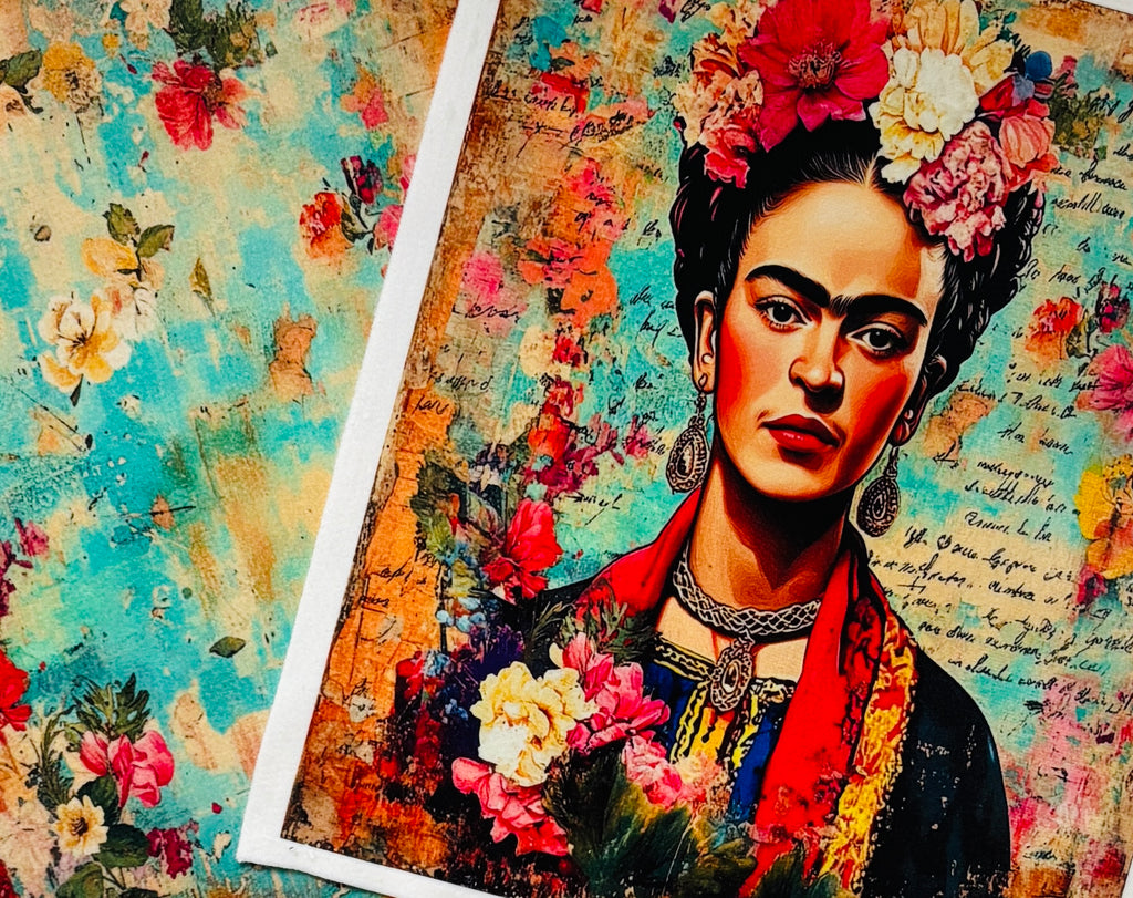 Lot de 2 panneaux en velours – Frida Kahlo & fleurs