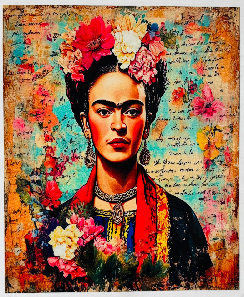 Lot de 2 panneaux en velours – Frida Kahlo & fleurs