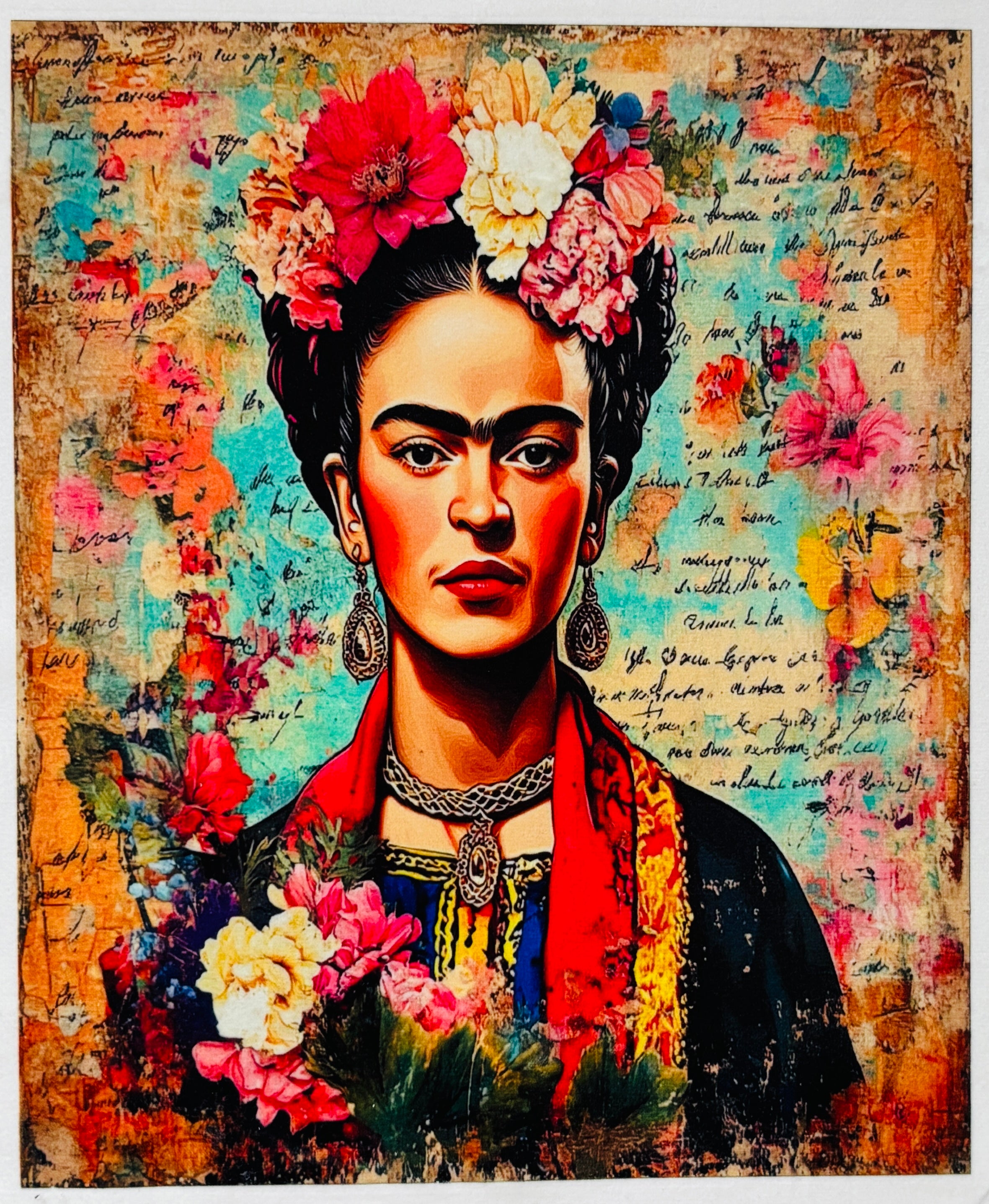 Lot de 2 panneaux en velours – Frida Kahlo & fleurs