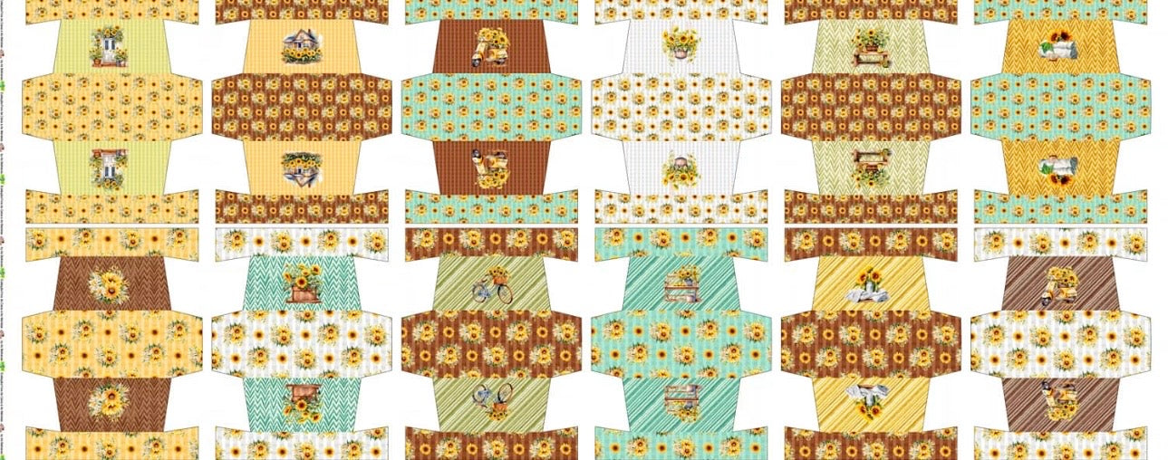 Coupon de tissu 100 % coton – 12 petites trousses fleuries