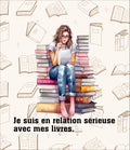 Lot de 2 panneaux en velours – « Je suis en relation sérieuse avec mes livres » »