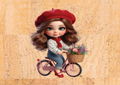 Panneau de liège naturel - petite parisienne à vélo